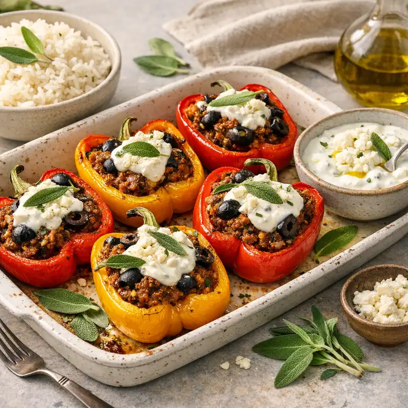 Fylld paprika med fetaost och yoghurt